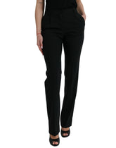 Dolce & Gabbana Black Wool Mid Waist Tapered Pants -   -  Dolce & Gabbana.