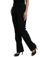 Dolce & Gabbana Black Wool Mid Waist Tapered Pants -   -  Dolce & Gabbana.