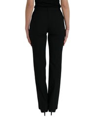 Dolce & Gabbana Black Wool Mid Waist Tapered Pants -   -  Dolce & Gabbana.