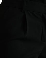 Dolce & Gabbana Black Wool Mid Waist Tapered Pants -   -  Dolce & Gabbana.