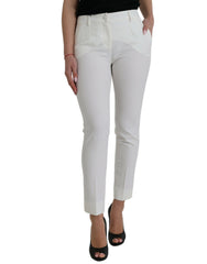Dolce & Gabbana White Wool Mid Waist Tapered Pants -   -  Dolce & Gabbana.
