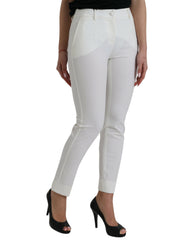 Dolce & Gabbana White Wool Mid Waist Tapered Pants -   -  Dolce & Gabbana.