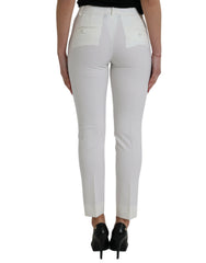 Dolce & Gabbana White Wool Mid Waist Tapered Pants -   -  Dolce & Gabbana.