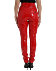 Dolce & Gabbana Shiny Red High Waist Skinny Pants -   -  Dolce & Gabbana.