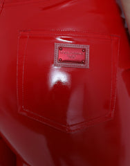 Dolce & Gabbana Shiny Red High Waist Skinny Pants -   -  Dolce & Gabbana.