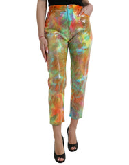 Dolce & Gabbana Multicolor Tie Dye Sequined High Waist Cropped Pants -   -  Dolce & Gabbana.