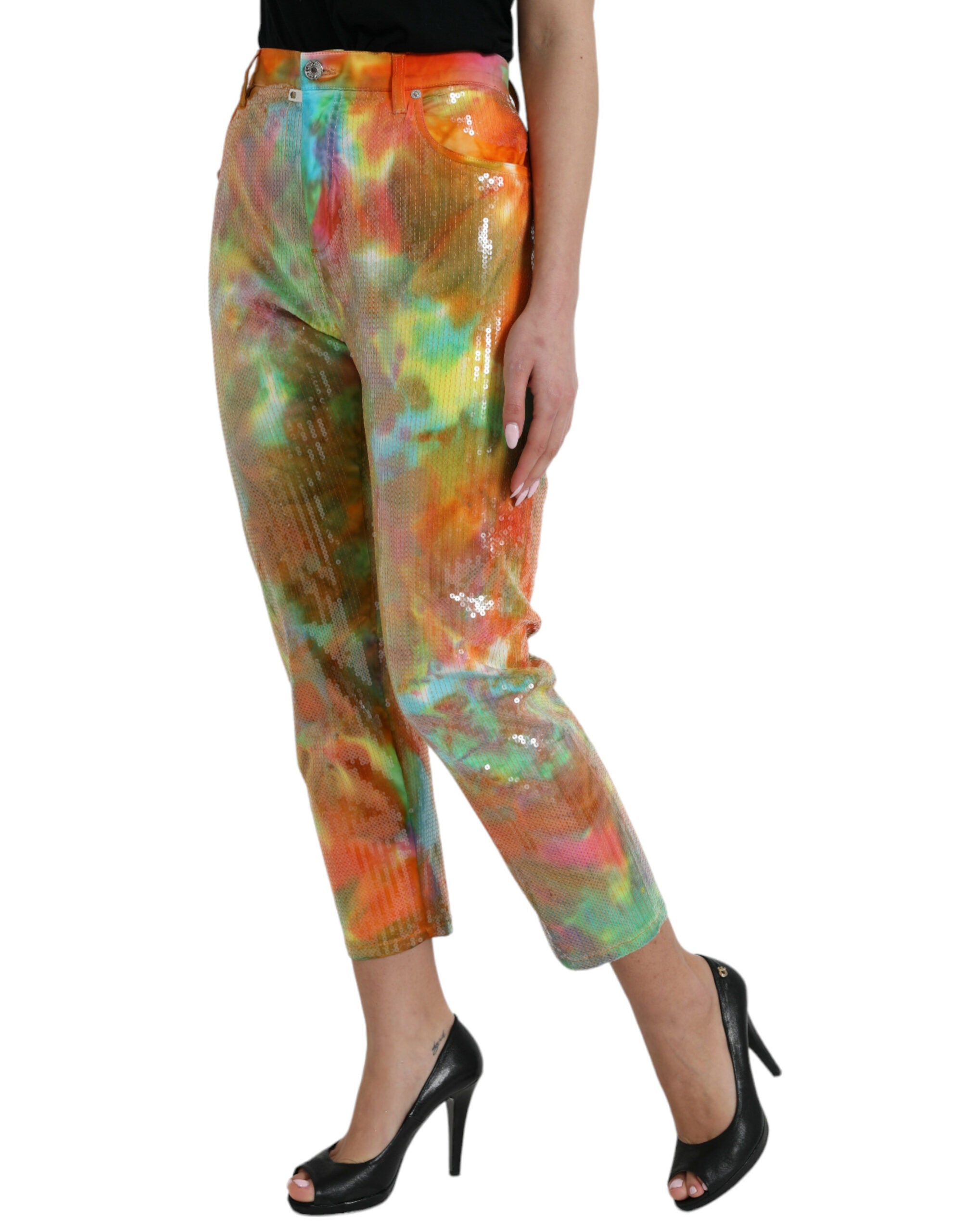 Dolce & Gabbana Multicolor Tie Dye Sequined High Waist Cropped Pants -   -  Dolce & Gabbana. Dolce & Gabbana Multicolor Tie Dye Sequined High Waist Cropped Pants -   -  Dolce & Gabbana.