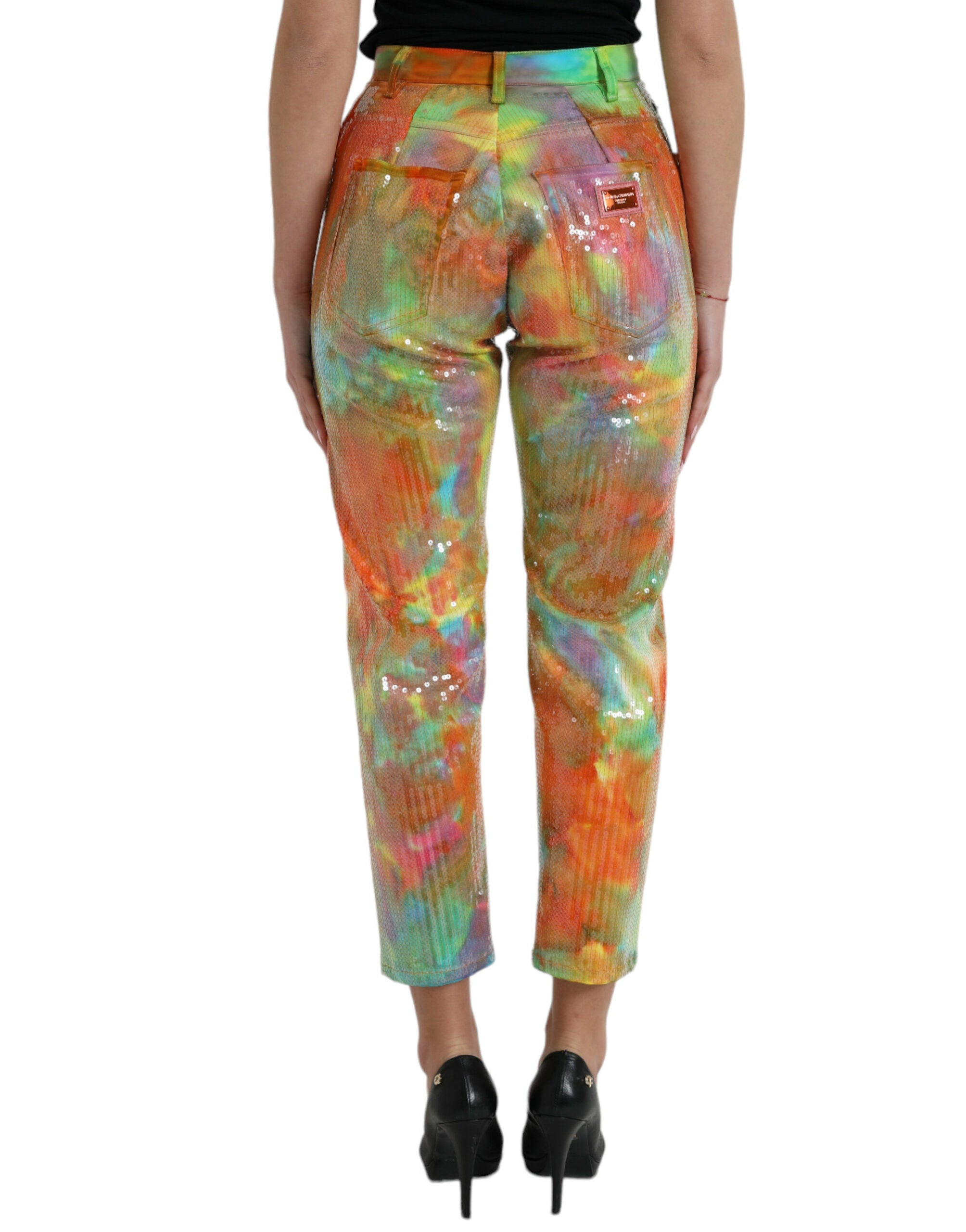 Dolce & Gabbana Multicolor Tie Dye Sequined High Waist Cropped Pants -   -  Dolce & Gabbana. Dolce & Gabbana Multicolor Tie Dye Sequined High Waist Cropped Pants -   -  Dolce & Gabbana.