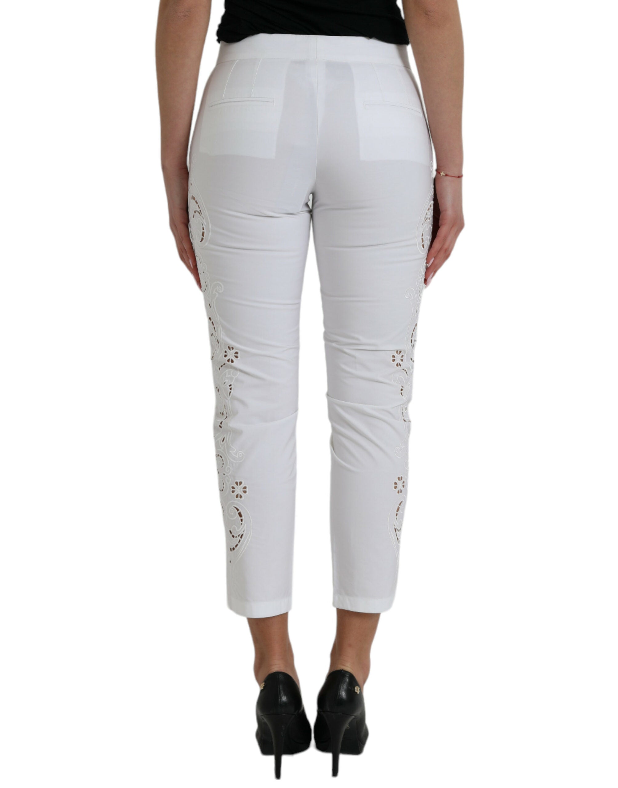 Dolce & Gabbana White Cut Out Cotton Mid Waist Cropped Pants -   -  Dolce & Gabbana. Dolce & Gabbana White Cut Out Cotton Mid Waist Cropped Pants -   -  Dolce & Gabbana.