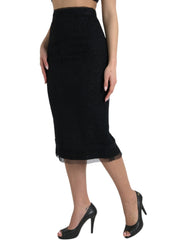 Dolce & Gabbana Black Wool High Waist Pencil Cut Midi Skirt -   -  Dolce & Gabbana.