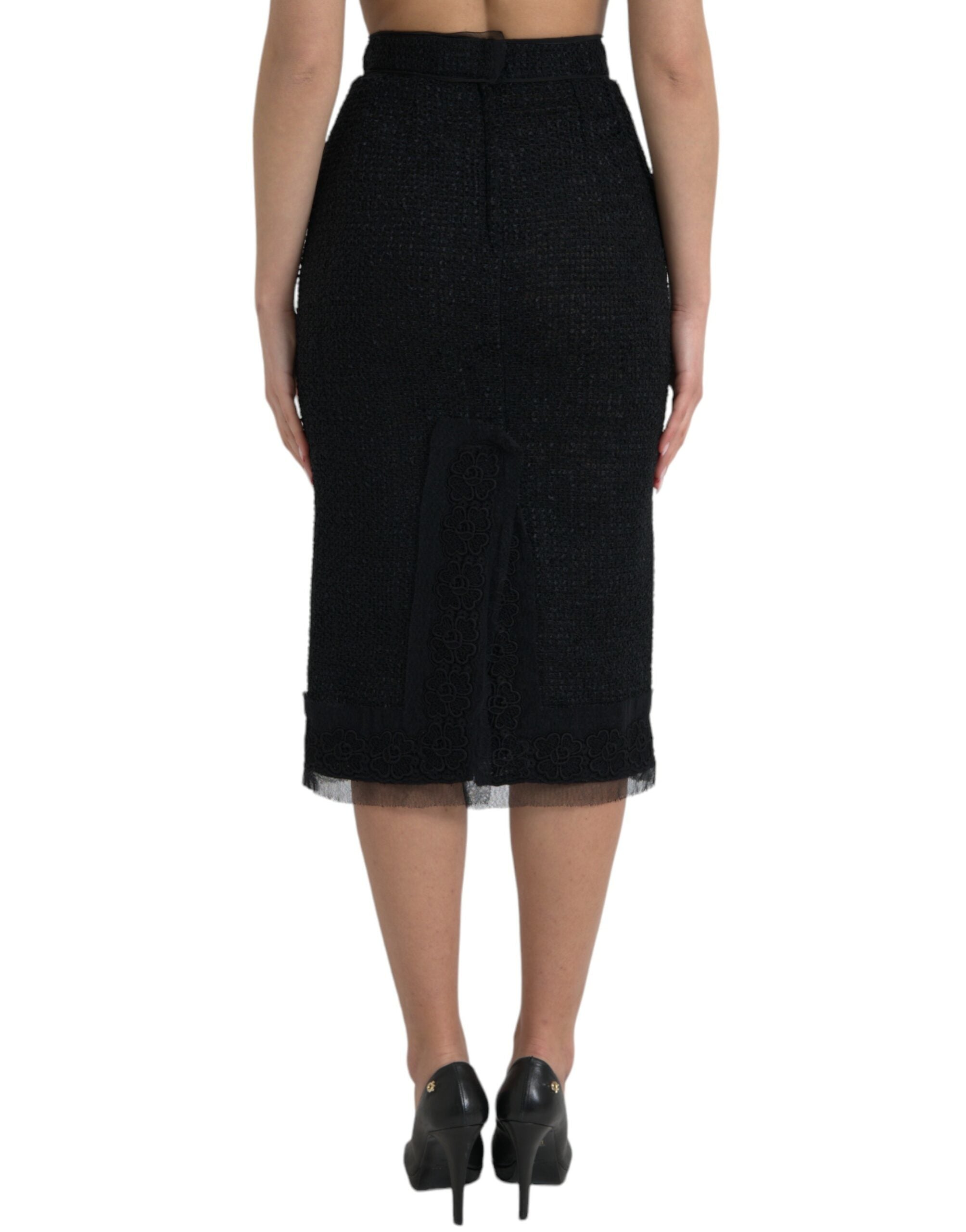 Dolce & Gabbana Black Wool High Waist Pencil Cut Midi Skirt -   -  Dolce & Gabbana. Dolce & Gabbana Black Wool High Waist Pencil Cut Midi Skirt -   -  Dolce & Gabbana.