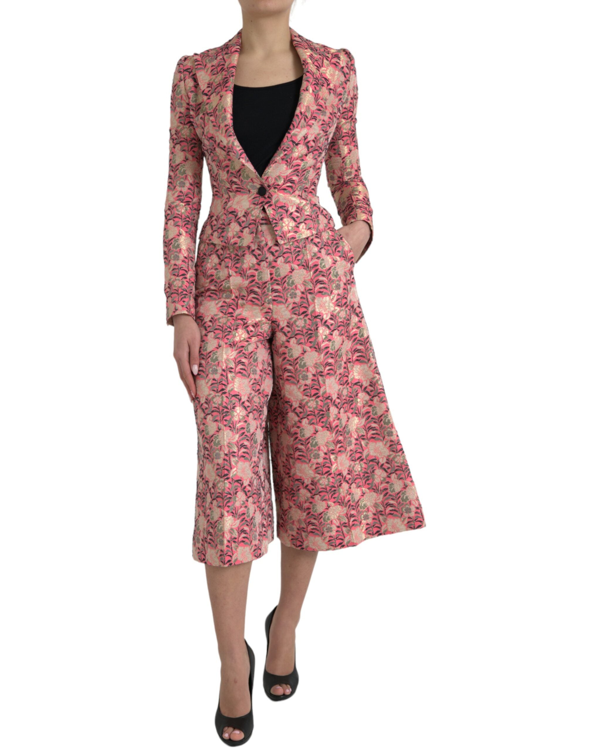 Dolce & Gabbana Pink Floral Jacquard Slim Fit 2 Piece Suit -   -  Dolce & Gabbana.