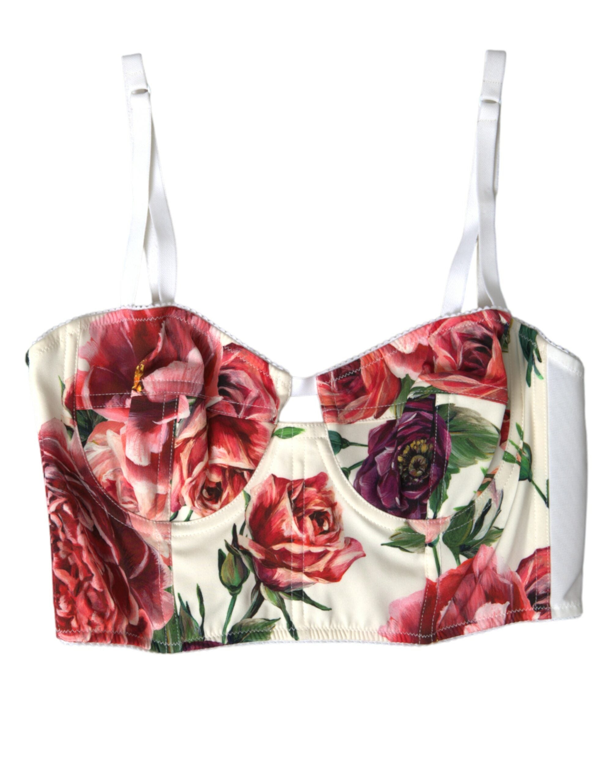 Dolce & Gabbana Multicolor Floral Sleeveless Bustier Crop Top -   -  Dolce & Gabbana.