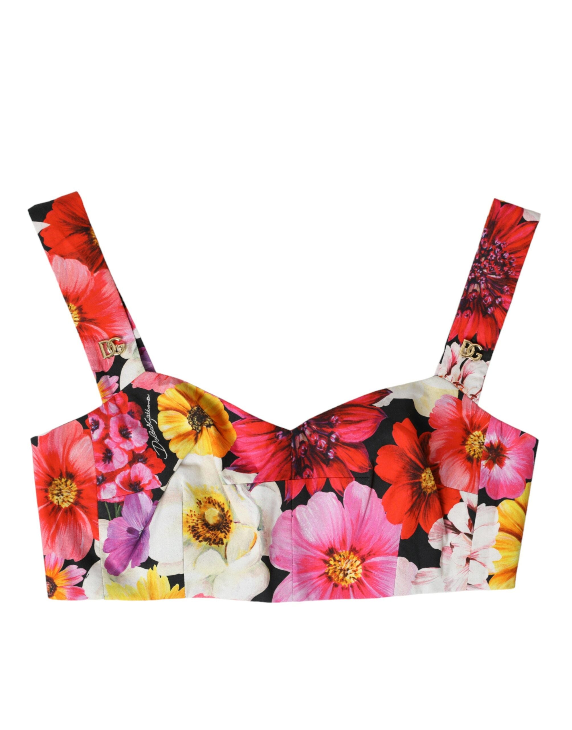 Dolce & Gabbana Multicolor Floral Sleeveless Bustier Crop Top -   -  Dolce & Gabbana.