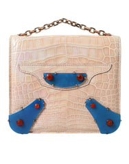 Balenciaga Beige Blue Agate Exotic Leather Gold Chain Purse Bag -  Luxury Clutch Bag for Women -  Balenciaga.