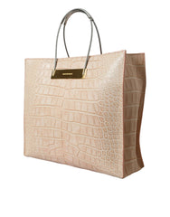 Balenciaga Pink Exotic Leather Embossed Cable Handle Shopper Tote Bag -   -  Balenciaga.