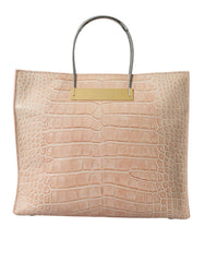Balenciaga Pink Exotic Leather Embossed Cable Handle Shopper Tote Bag -   -  Balenciaga.