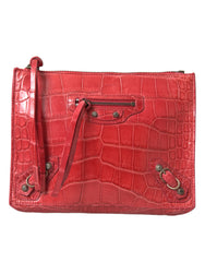 Balenciaga Red Exotic Skin Leather Classic Pouch Purse Wristlet Bag -  Luxury Clutch Bag for Women -  Balenciaga.