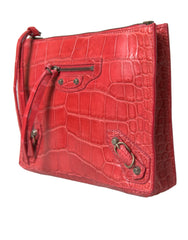 Balenciaga Red Exotic Skin Leather Classic Pouch Purse Wristlet Bag -  Luxury Clutch Bag for Women -  Balenciaga.
