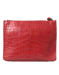 Balenciaga Red Exotic Skin Leather Classic Pouch Purse Wristlet Bag -  Luxury Clutch Bag for Women -  Balenciaga.