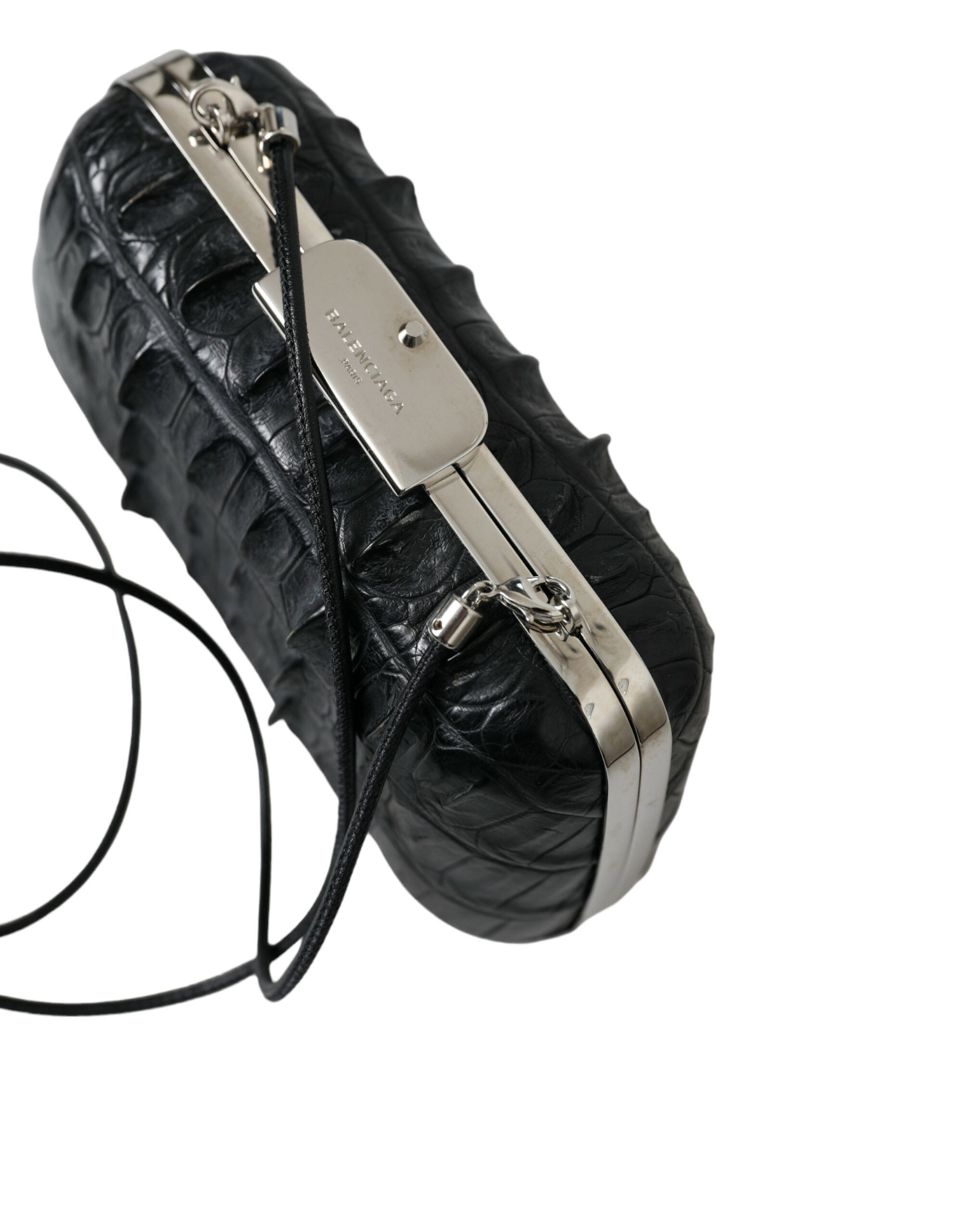 Balenciaga Black Exotic Skin Leather Shoulder Crossbody Box Clutch Bag -   -  Balenciaga. Balenciaga Black Exotic Skin Leather Shoulder Crossbody Box Clutch Bag -   -  Balenciaga.