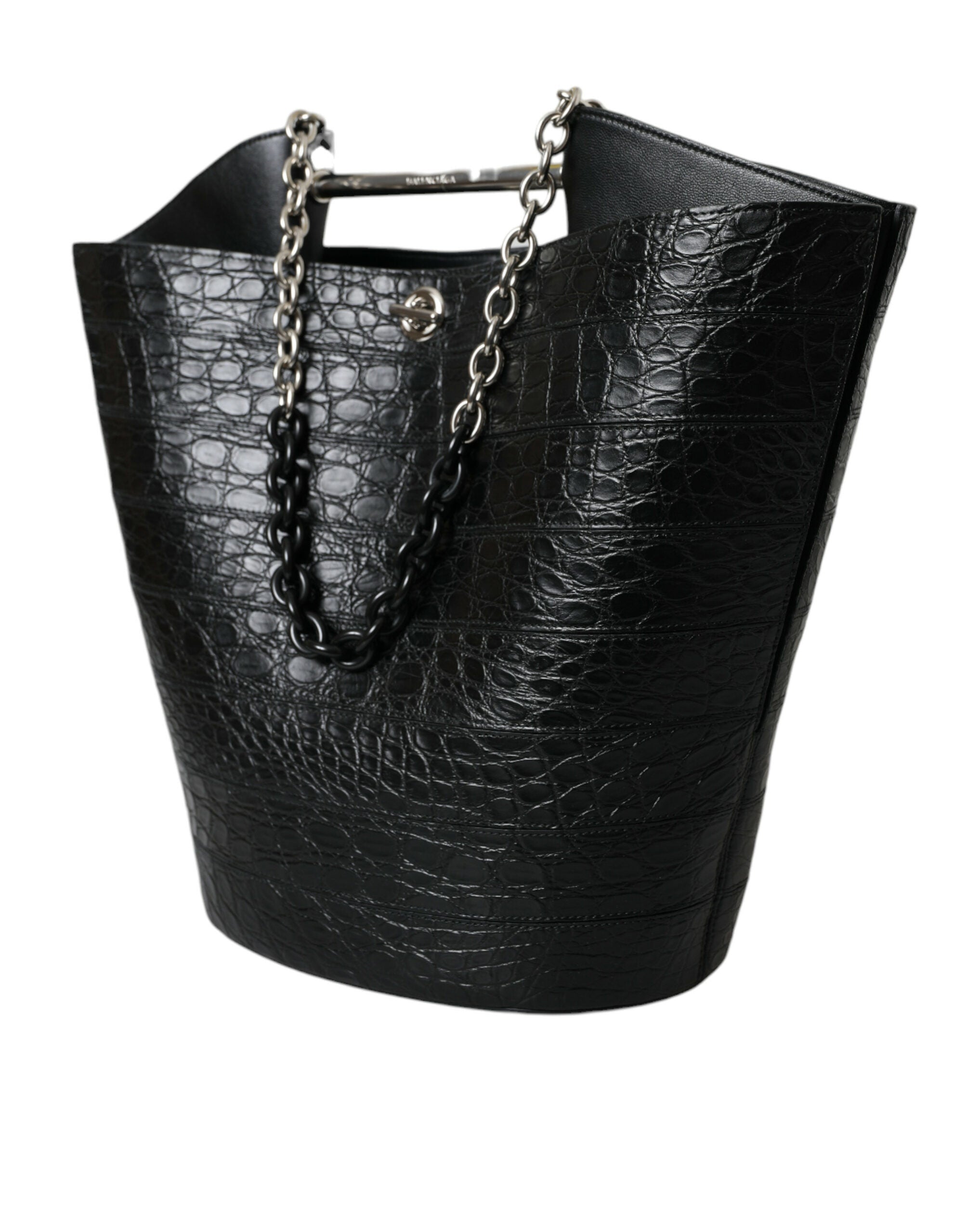 Balenciaga Black Exotic Skin Leather Maxi Bucket Tote Purse Bag -   -  Balenciaga. Balenciaga Black Exotic Skin Leather Maxi Bucket Tote Purse Bag -   -  Balenciaga.