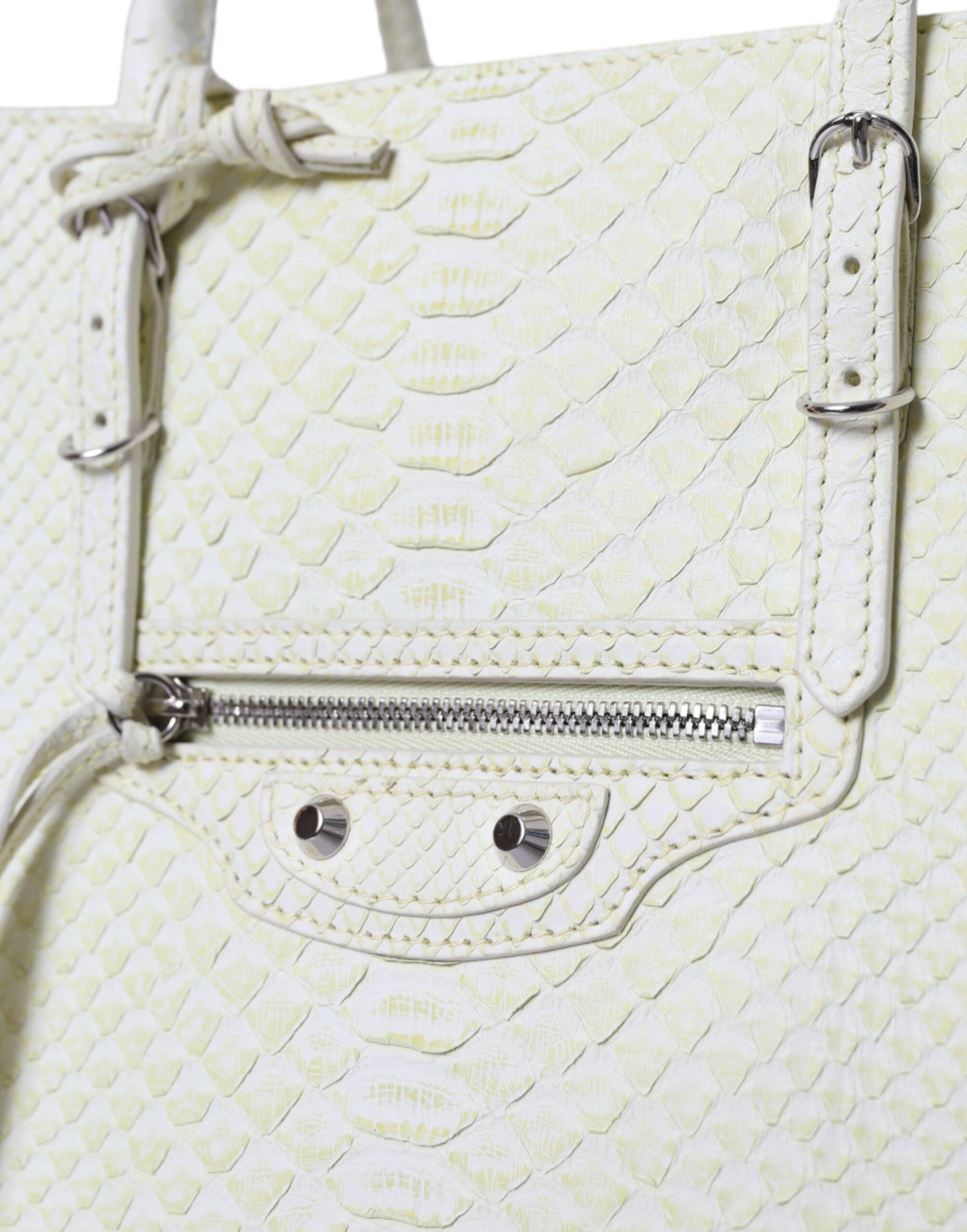 Balenciaga White Yellow Exotic Skin Leather Shopping Tote PAPIER Bag -  Luxury Shopper Bag for Women -  Balenciaga. Balenciaga White Yellow Exotic Skin Leather Shopping Tote PAPIER Bag -  Luxury Shopper Bag for Women -  Balenciaga.