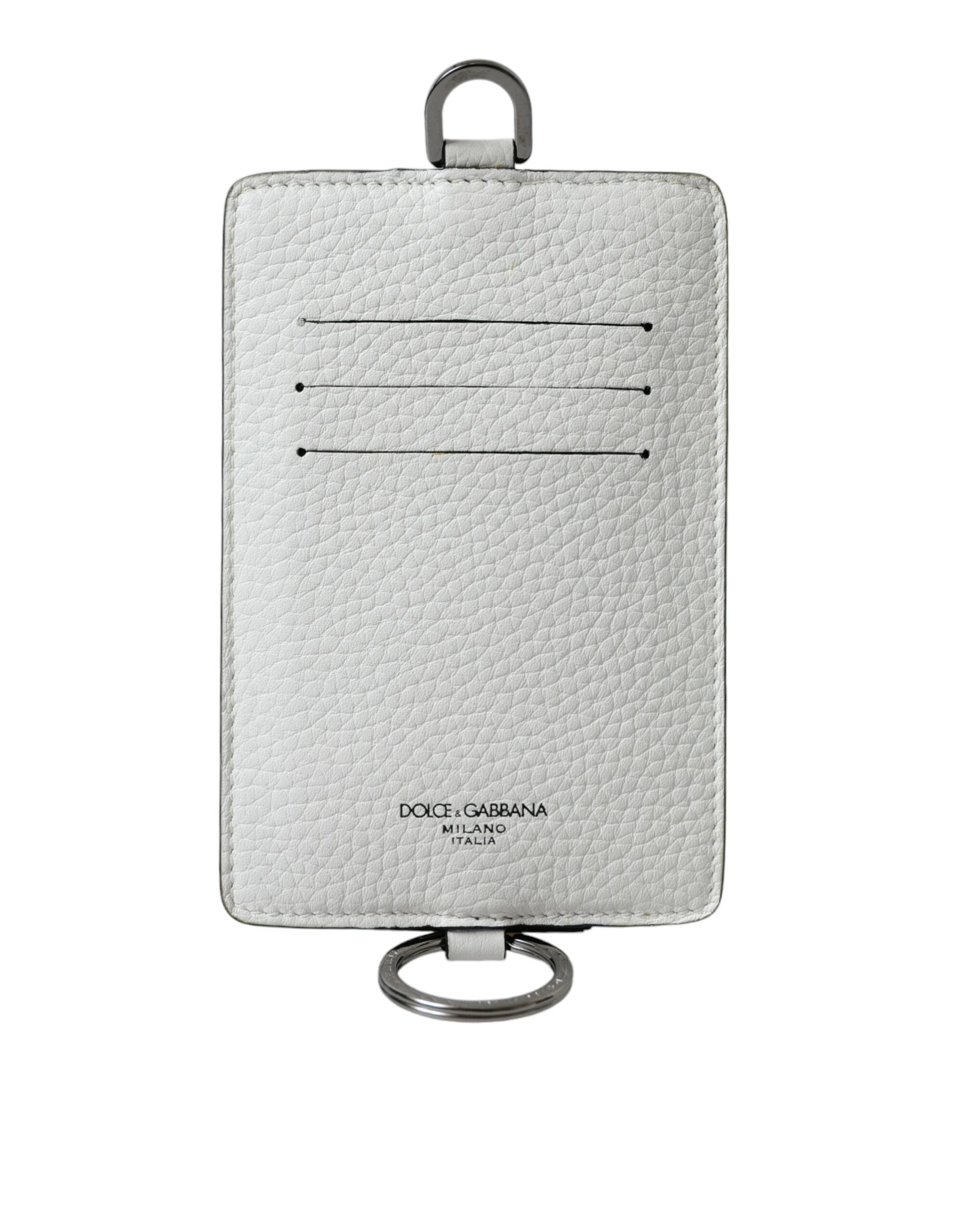 Dolce & Gabbana White Calf Leather Lanyard Logo Card Holder Wallet -  Wallets for Men -  Dolce & Gabbana.