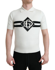 Dolce & Gabbana White DG Logo Collared Henley Shirt T-shirt -   -  Dolce & Gabbana.