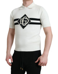 Dolce & Gabbana White DG Logo Collared Henley Shirt T-shirt -   -  Dolce & Gabbana.