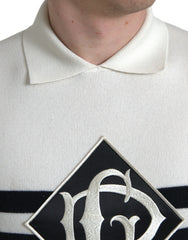 Dolce & Gabbana White DG Logo Collared Henley Shirt T-shirt -   -  Dolce & Gabbana.
