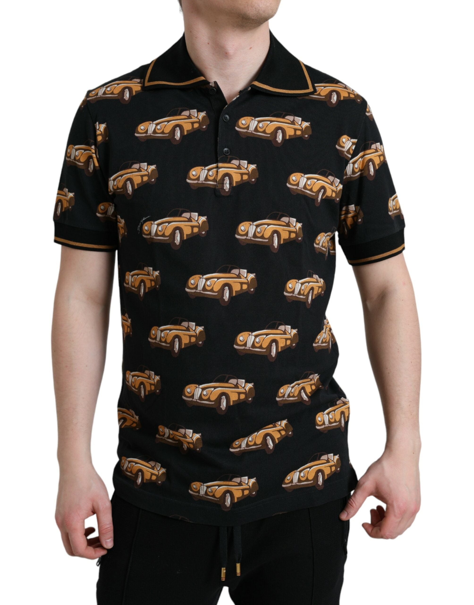 Dolce & Gabbana Black Car Print Short Sleeve Polo T-shirt -   -  Dolce & Gabbana.