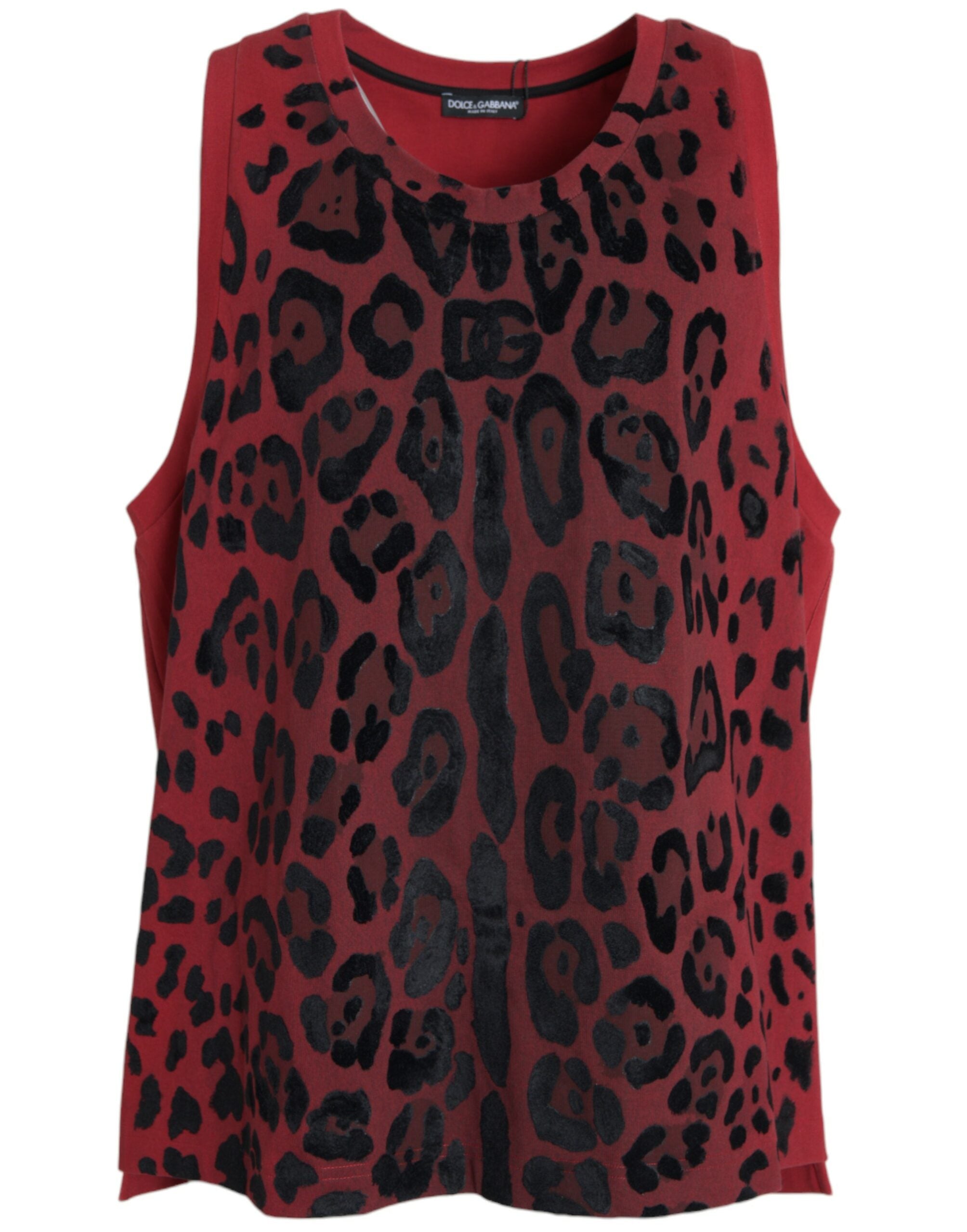 Dolce & Gabbana Red Leopard Print Sleeveless Tank T-shirt -   -  Dolce & Gabbana.