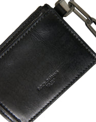 Dolce & Gabbana Black Leather Zip Logo Keyring Coin Purse Keyring Wallet -  Wallets for Men -  Dolce & Gabbana.