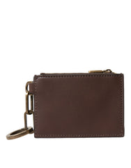 Dolce & Gabbana Brown Leather Zip Logo Keyring Coin Purse Keyring Wallet -  Wallets for Men -  Dolce & Gabbana.