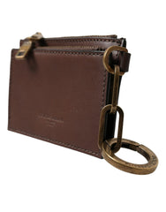 Dolce & Gabbana Brown Leather Zip Logo Keyring Coin Purse Keyring Wallet -  Wallets for Men -  Dolce & Gabbana.