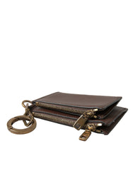 Dolce & Gabbana Brown Leather Zip Logo Keyring Coin Purse Keyring Wallet -  Wallets for Men -  Dolce & Gabbana.