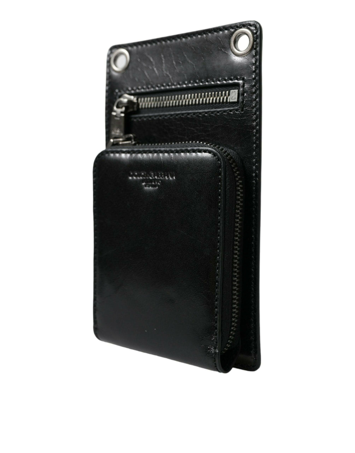 Dolce & Gabbana Wallet Black Horse Leather Zip Logo Cross Body Phone Slot -   -  Dolce & Gabbana.