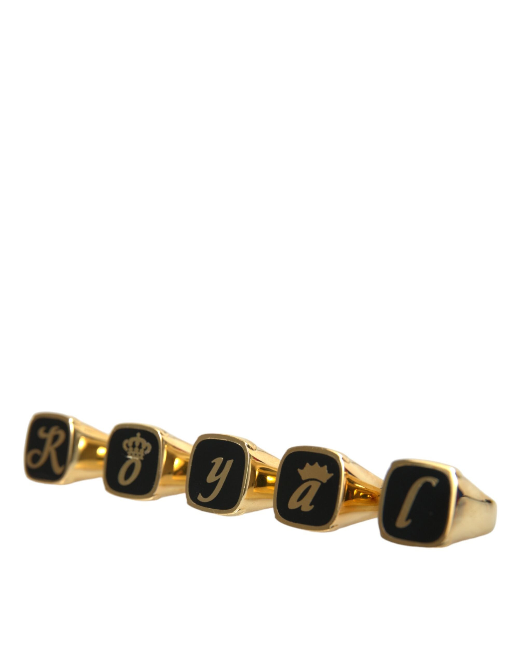 Dolce & Gabbana Gold Brass ROYAL Enamel Set of 5 Ring -   -  Dolce & Gabbana.