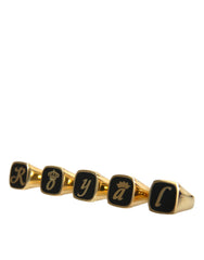 Dolce & Gabbana Gold Brass ROYAL Enamel Set of 5 Ring -   -  Dolce & Gabbana.