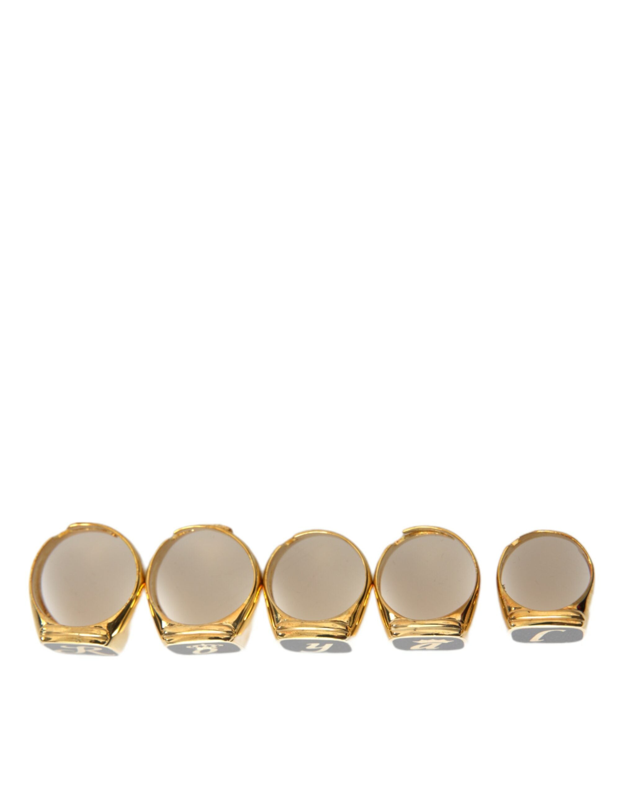 Dolce & Gabbana Gold Brass ROYAL Enamel Set of 5 Ring -   -  Dolce & Gabbana. Dolce & Gabbana Gold Brass ROYAL Enamel Set of 5 Ring -   -  Dolce & Gabbana.