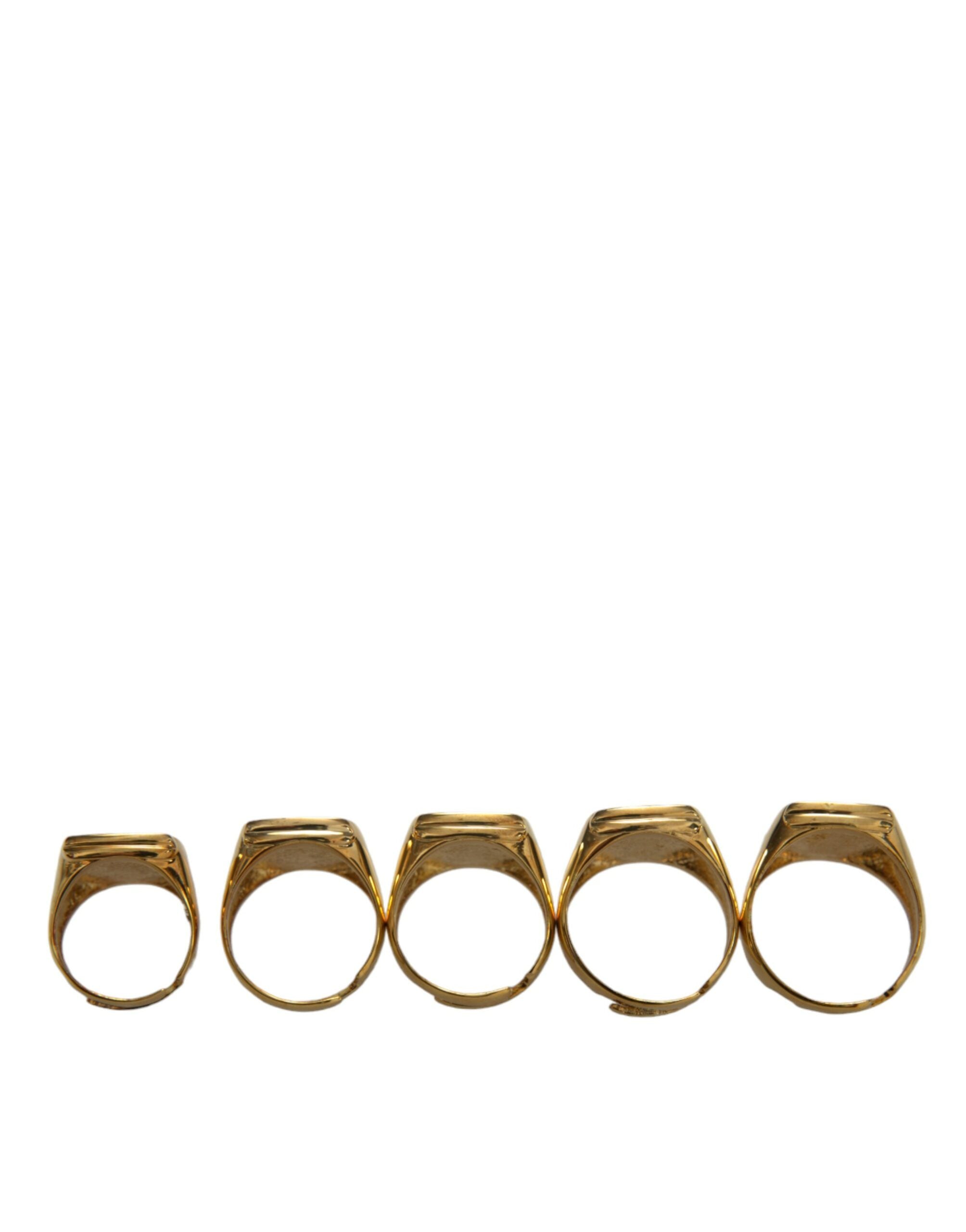 Dolce & Gabbana Gold Brass ROYAL Enamel Set of 5 Ring -   -  Dolce & Gabbana. Dolce & Gabbana Gold Brass ROYAL Enamel Set of 5 Ring -   -  Dolce & Gabbana.