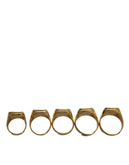 Dolce & Gabbana Gold Brass ROYAL Enamel Set of 5 Ring -   -  Dolce & Gabbana.