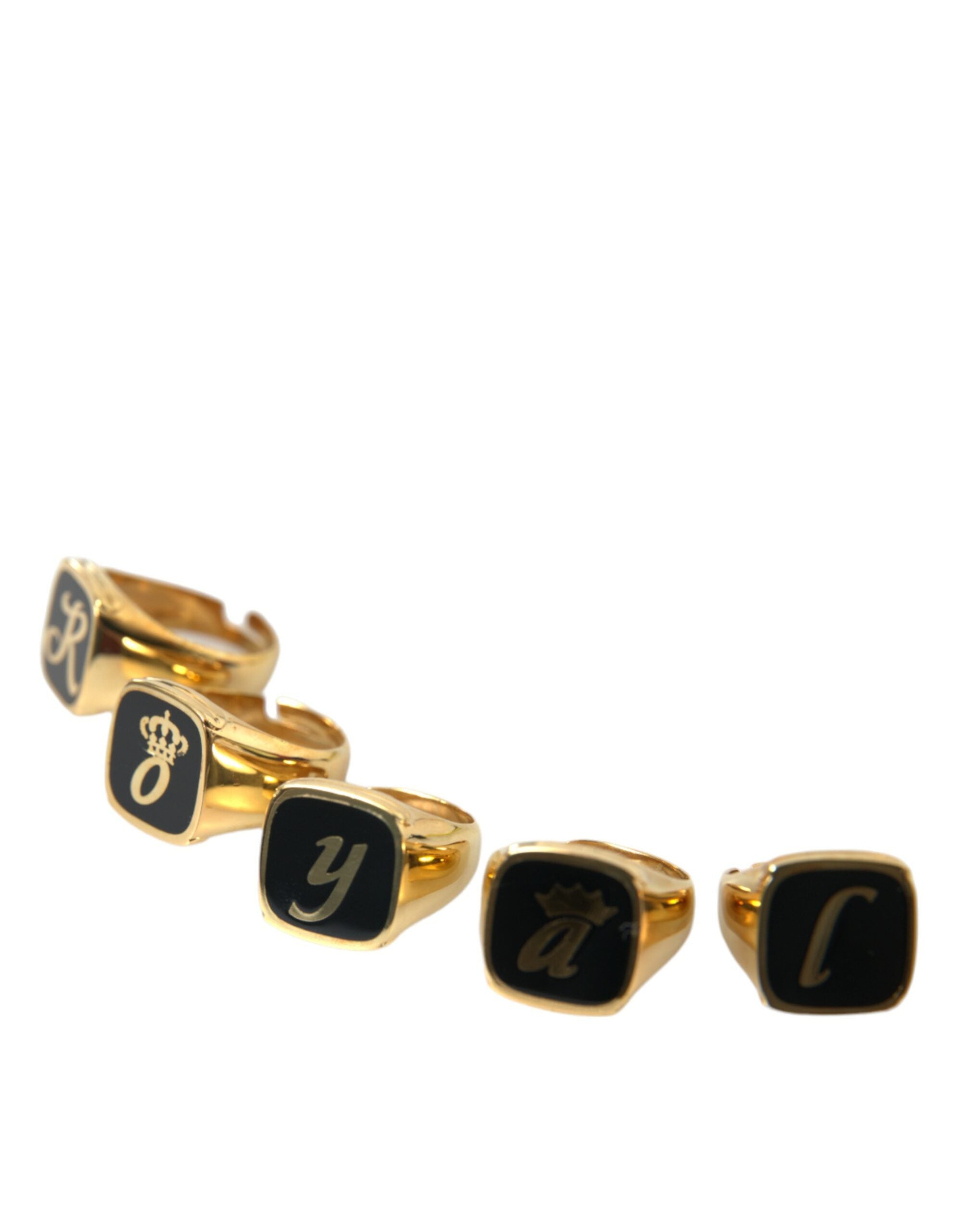 Dolce & Gabbana Gold Brass ROYAL Enamel Set of 5 Ring -   -  Dolce & Gabbana. Dolce & Gabbana Gold Brass ROYAL Enamel Set of 5 Ring -   -  Dolce & Gabbana.
