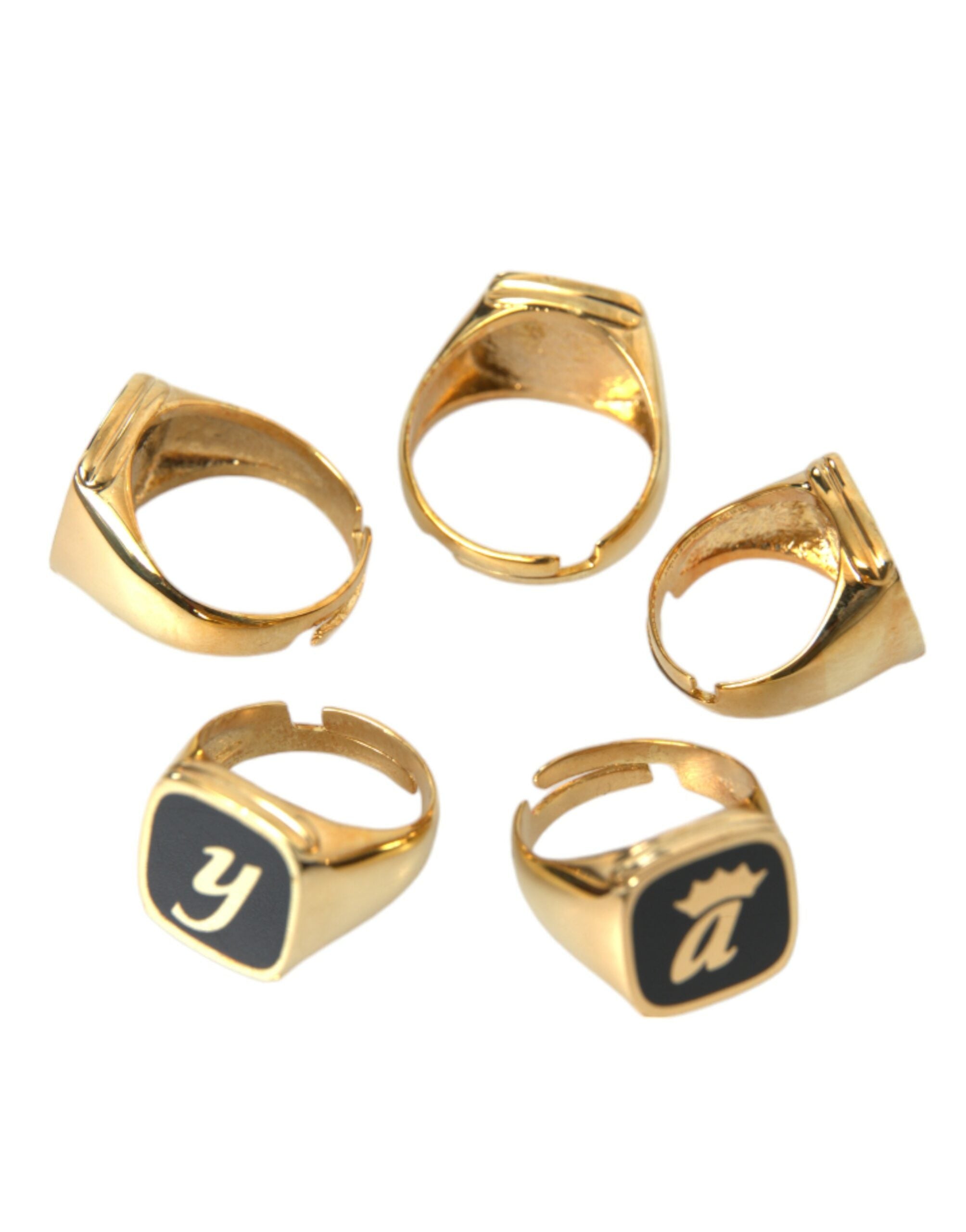 Dolce & Gabbana Gold Brass ROYAL Enamel Set of 5 Ring -   -  Dolce & Gabbana. Dolce & Gabbana Gold Brass ROYAL Enamel Set of 5 Ring -   -  Dolce & Gabbana.