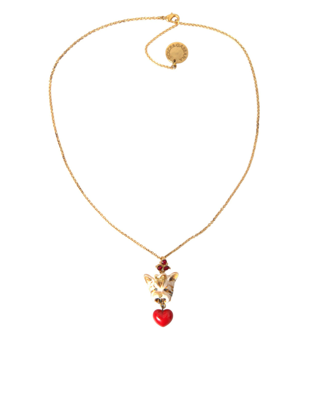 Dolce & Gabbana Gold Brass Chain Dog Heart Pendant Charm Necklace -   -  Dolce & Gabbana.