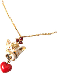 Dolce & Gabbana Gold Brass Chain Dog Heart Pendant Charm Necklace -   -  Dolce & Gabbana.