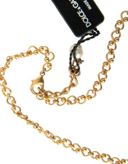 Dolce & Gabbana Gold Brass Chain Pearl Pendant Charm Necklace -   -  Dolce & Gabbana.