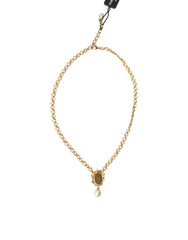 Dolce & Gabbana Gold Brass Chain Pearl Pendant Charm Necklace -   -  Dolce & Gabbana.