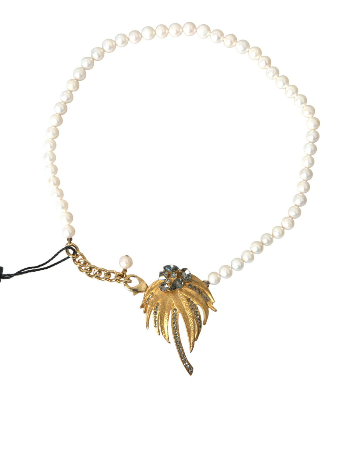 Dolce & Gabbana Gold Brass Crystal Pearl Tree Pendant Charm Necklace -   -  Dolce & Gabbana.